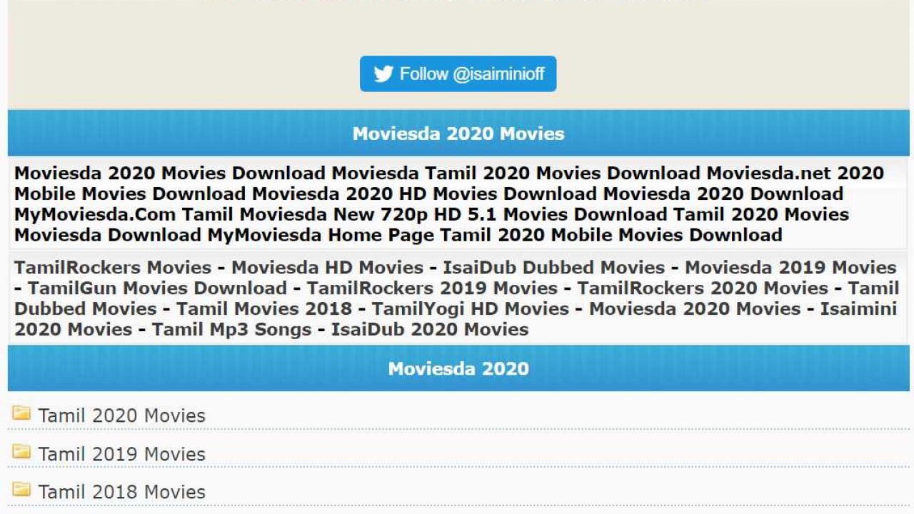 Isaimini Website 2020: Tamil Dubbed Movies - Download or Watch Online