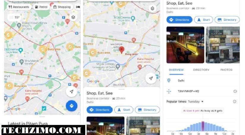 Google Maps' new feature Area Busyness